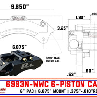 ProAm Racing 6993N-WWC CALIPER | 6-PISTON | 6.875" MOUNT